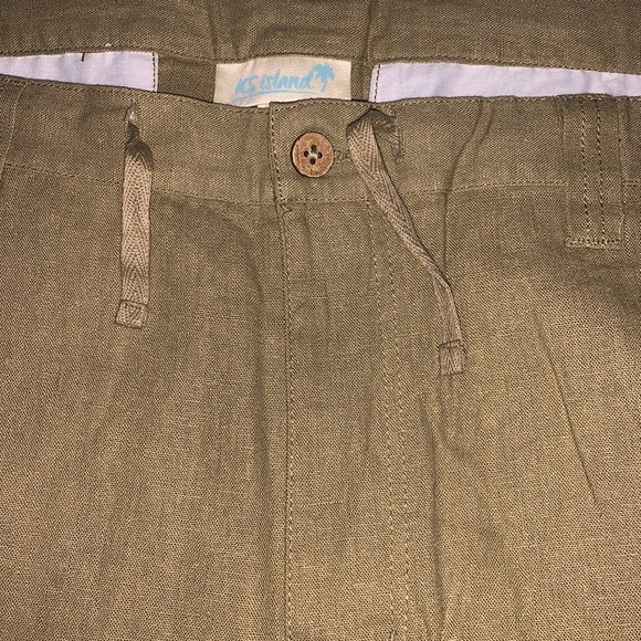 Men’s Linen Blend Cargo Pants Khaki - Picture 2 of 5